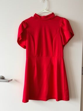 Girls Red Ruffle Sleeve Dress